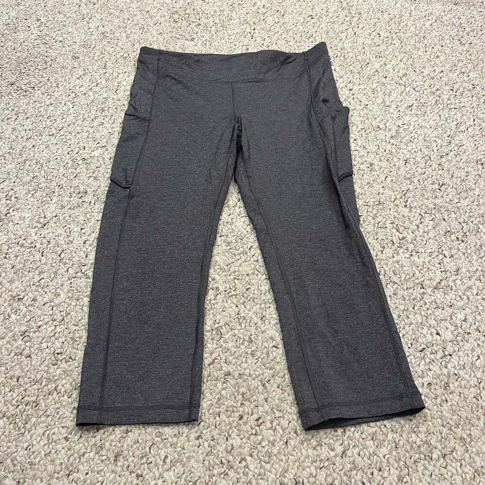 Lululemon Speed Up Crop Leggings 12 Gray Pockets Casual Athleisure Running